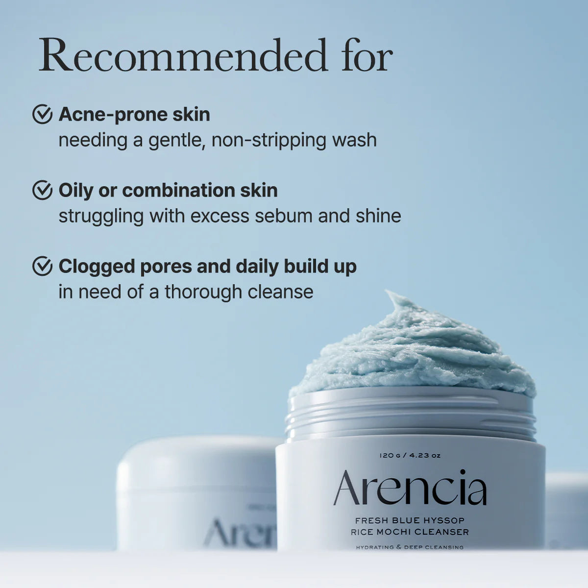 Arencia Blue Hyssop Rice Mochi Cleanser