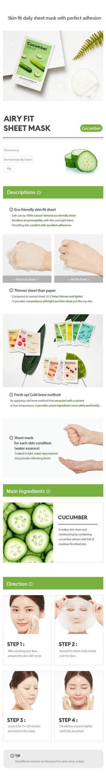 MISSHA - Airy Fit Sheet Mask - Cucumber